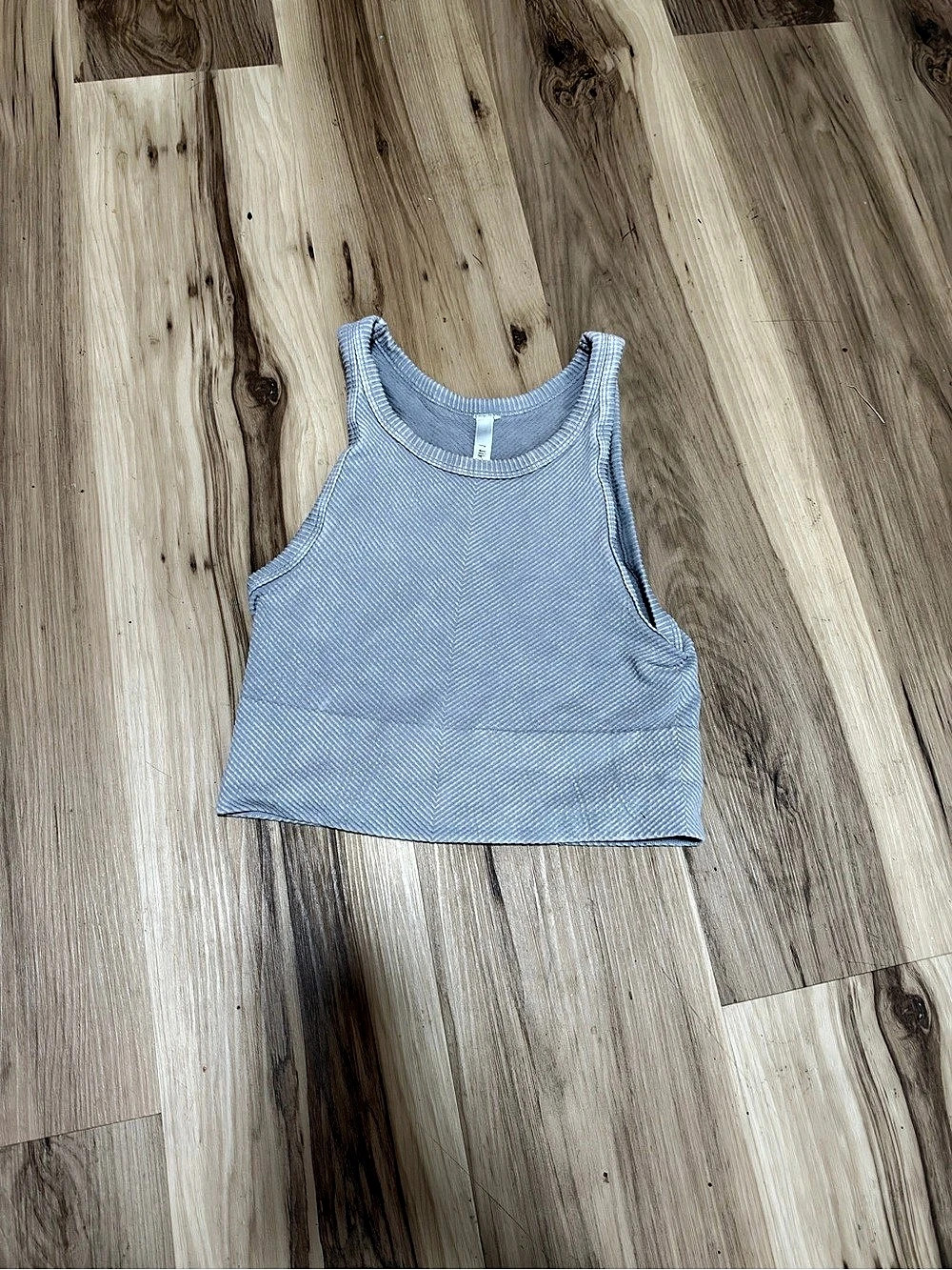 Nikibiki Chevron Ribbed Crop Top Blue